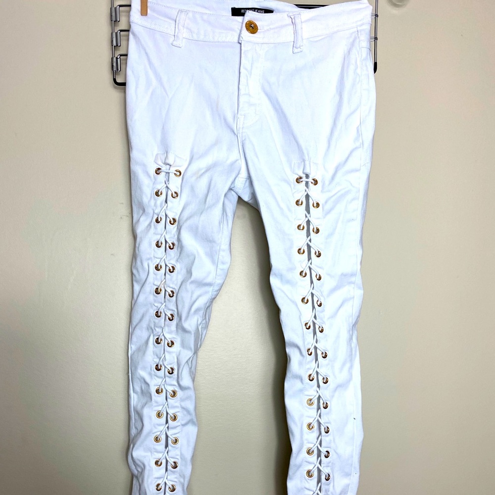 White fashion jeans